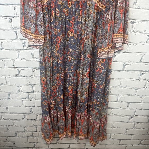 Aveology Floral Earth Angel Maxi Dress 22/24 Flare Sleeve Boho Southwestern - Picture 8 of 13